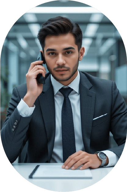 Oficinista con teléfonía ip